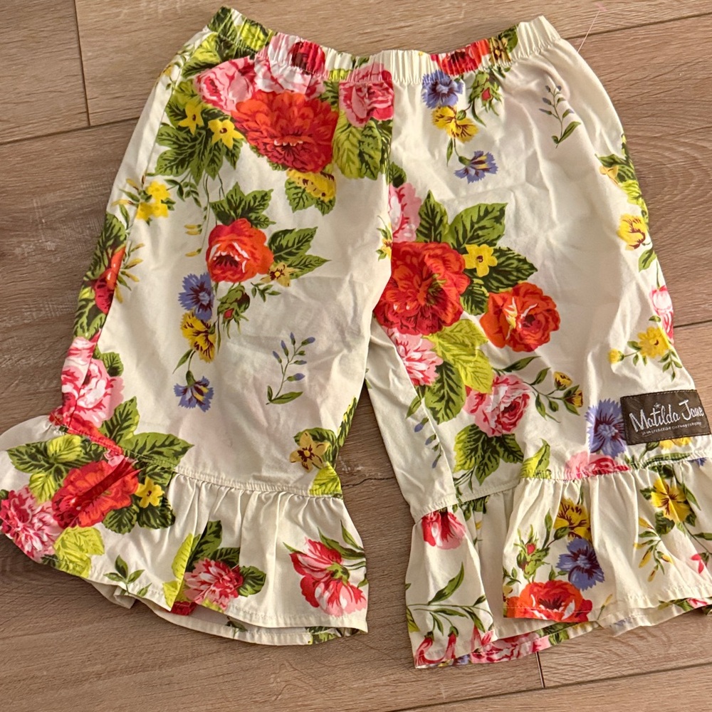 Matilda Jane Kids Floral Ruffle Shorts - Cream, Red, Yellow
